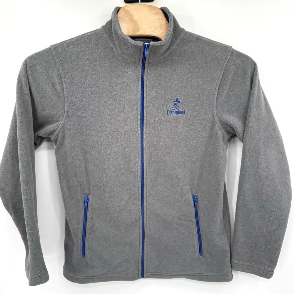 Disney Parks Fleece Jacket Womens Small Grey Disneyland Mickey Mouse Full Zip